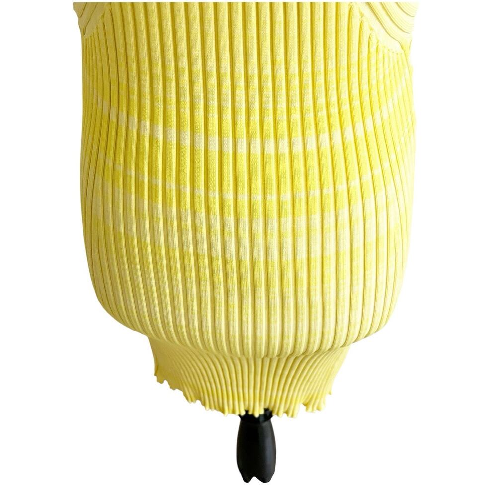 House Of Harlow 1960 Stretch Bodycon Midi Dress Yellow Beaded Shoulder Large - Picture 4 of 12